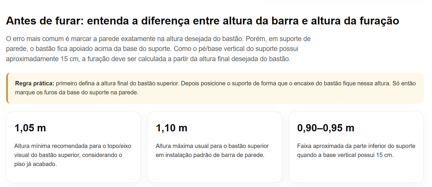 altura barra fixa ballet